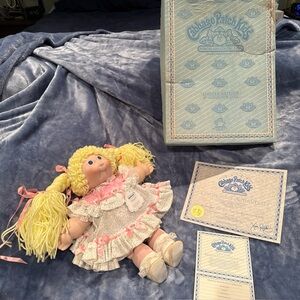Cabbage Patch Kids Doll Dress with Pink and White Lace 1985 Porcelain
